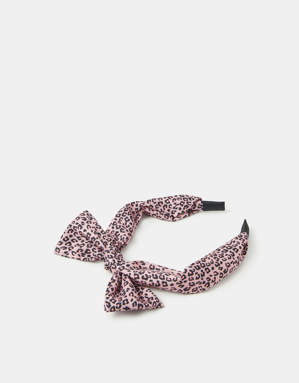 Girls Bow Leopard Print Headband, , large