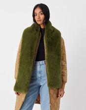 Faux Fur Stole Scarf, Green (KHAKI), large