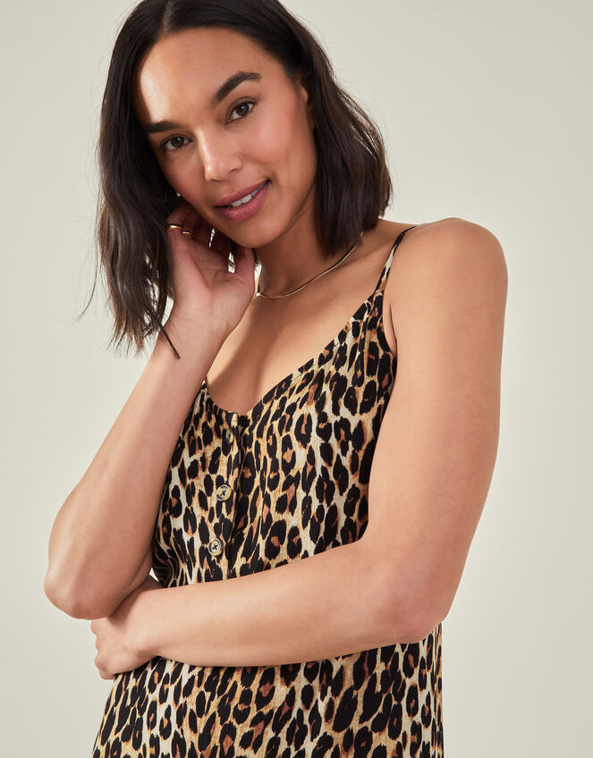 Leopard Print Jumpsuit, Brown (BROWN), large