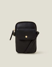 Faux Leather Pocket Phone Bag, Black (BLACK), large