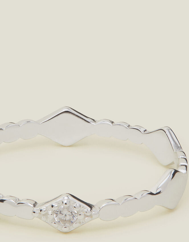 Sterling Silver Diamante Band Ring, Silver (ST SILVER), large