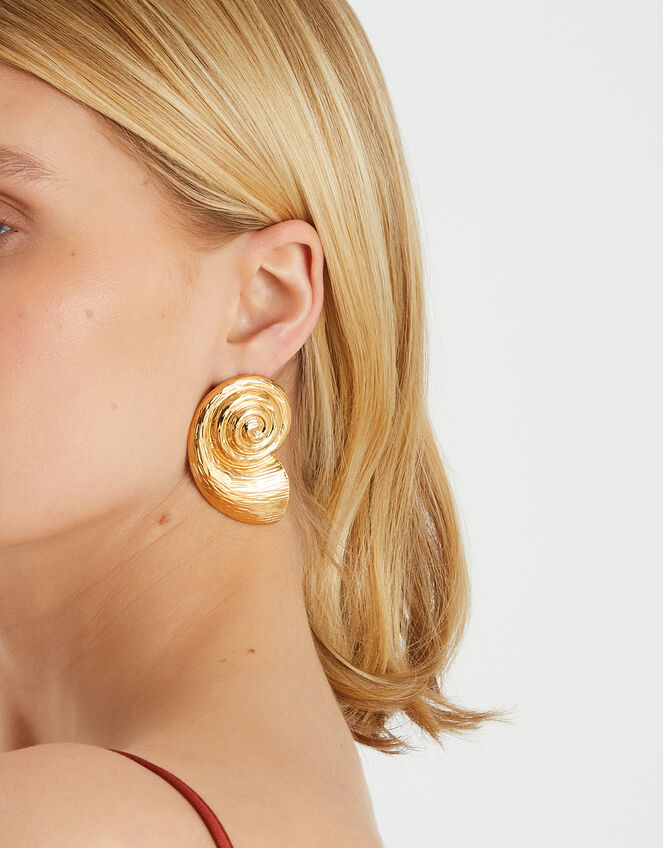 Statement Swirl Stud Earrings Gold, , large