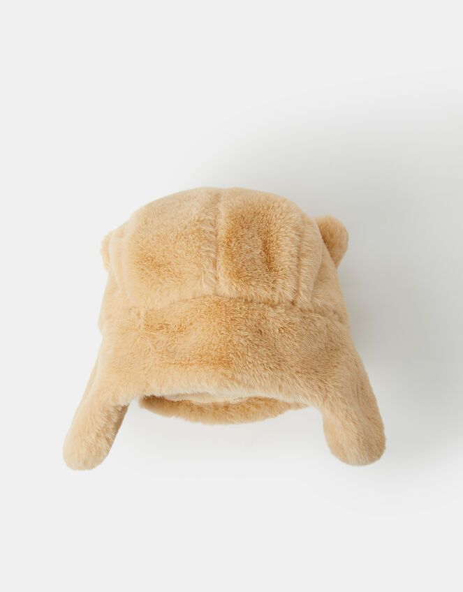 Girls Fluffy Cat Trapper Hat, Camel (BEIGE), large