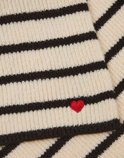 Stripe Heart Rib Knit Scarf, , large