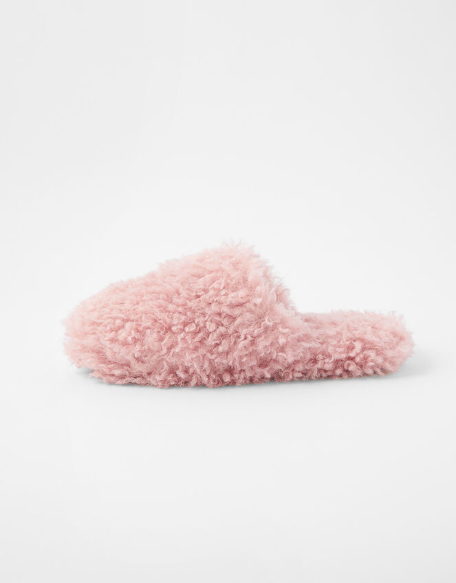 Fluffy Teddy Mule Slippers, Pink (PINK), large