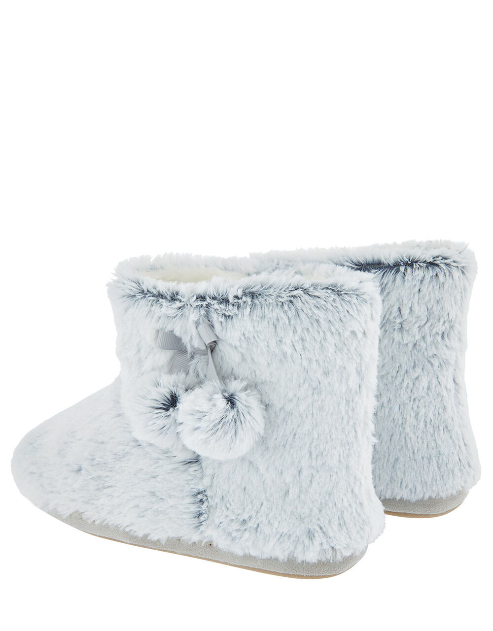 grey fluffy slipper boots