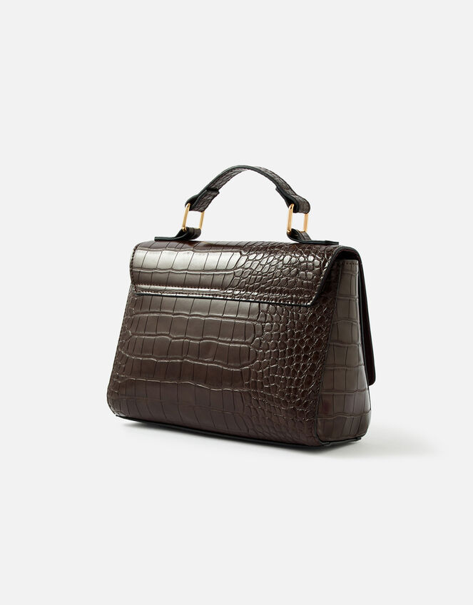 Jessica Croc Handheld Bag, Brown (CHOCOLATE), large