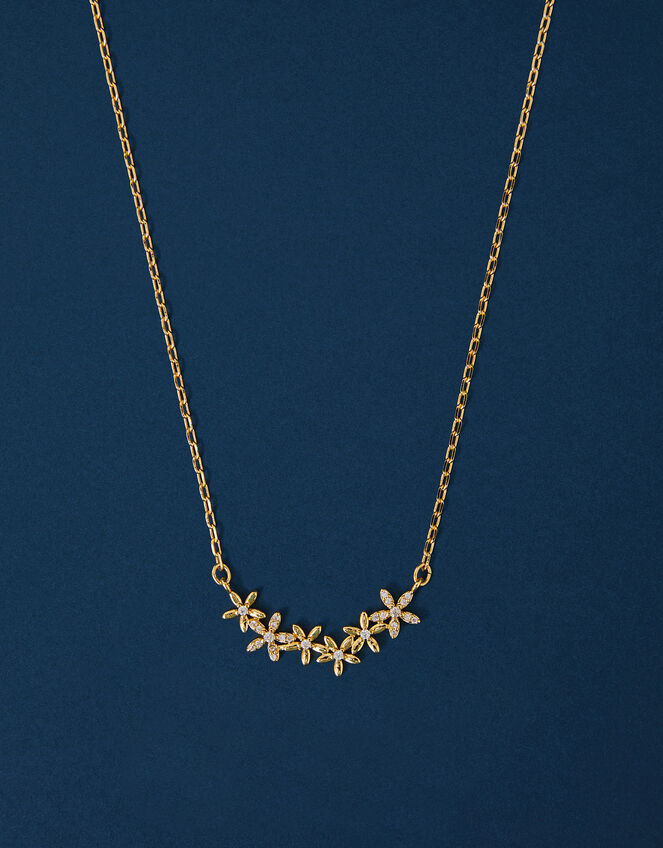 14ct Gold-Plated Flower Cluster Necklace, , large