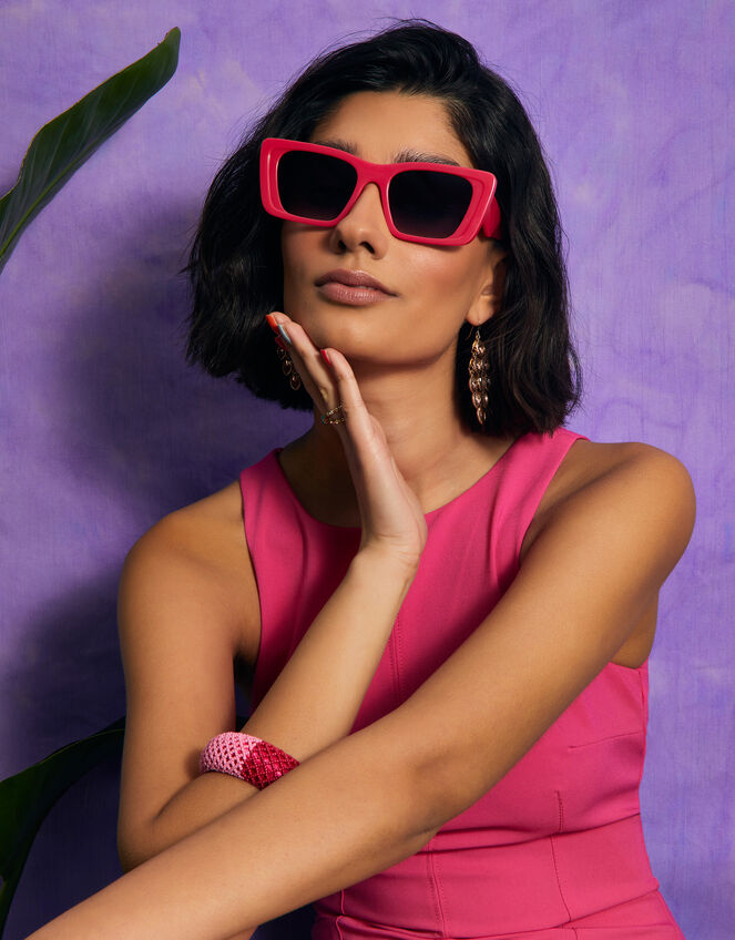 Two-Tone Cat Eye Sunglasses, , large