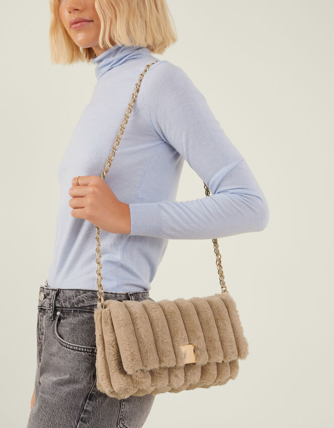 Faux Fur Cross-Body Bag, , large