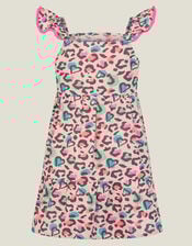 Girls Leopard Print Sun Dress, Multi (BRIGHTS MULTI), large