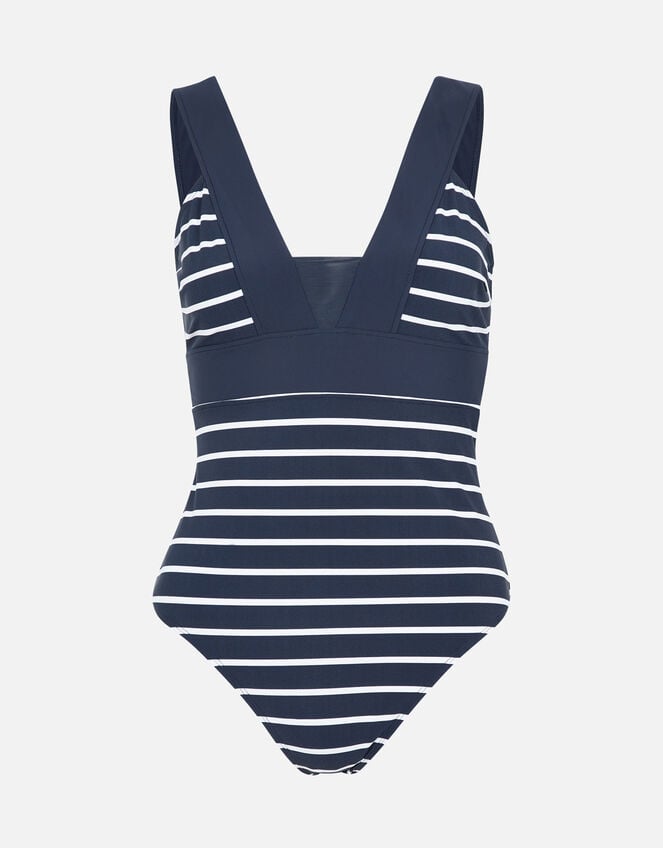 Lexi Striped Plunge Shaping Swimsuit, Blue (NAVY), large