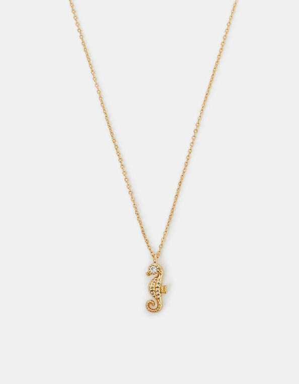 14ct Gold-Plated Seahorse Pendant Necklace, , large