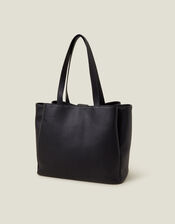 Faux Leather Work Tote Bag, , large