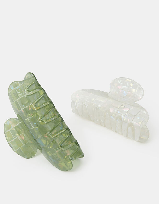 2-Pack Iridescent Tile Resin Claw Clips, , large