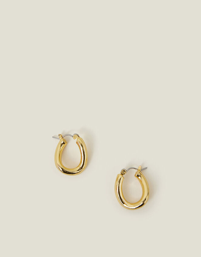 14ct Gold-Plated Chunky Molten Hoop Earrings, , large