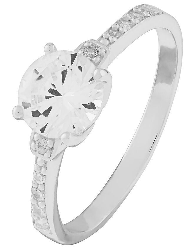 Amanda Sterling Silver Engagement Ring, White (ST CRYSTAL), large