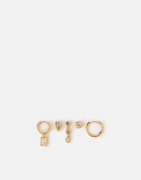 5-Pack 14ct Gold-Plated Hoop & Stud Earrings, , large