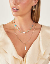 14ct Gold-Plated Beaded Pearl Necklace, , large