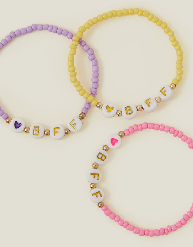 3-Pack Girls BBF Bead Friendship Bracelets, , large