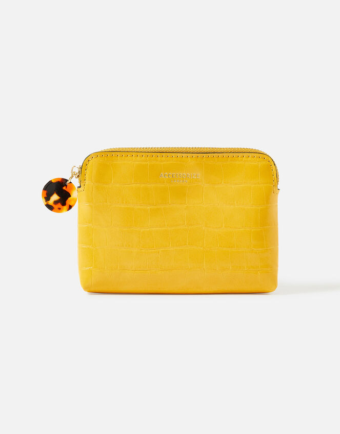 Faux Croc Resin Coin Purse, Yellow (YELLOW), large
