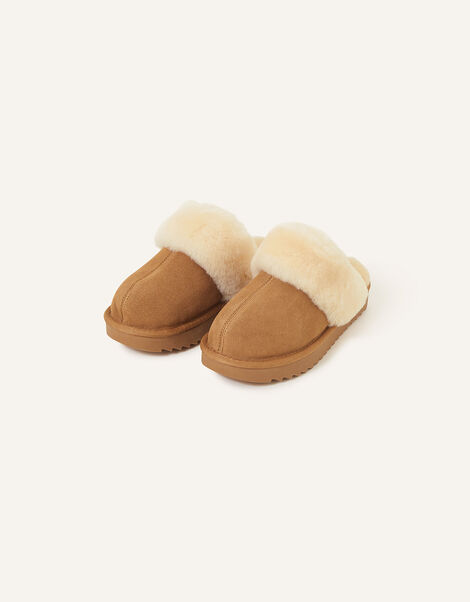 Suede Platform Mule Slippers, Tan (TAN), large