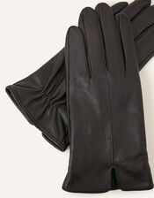 Touchscreen Leather Gloves, Black (BLACK), large