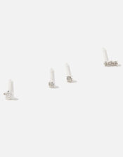 Sterling Silver Sparkly Stud Set of Three, , large