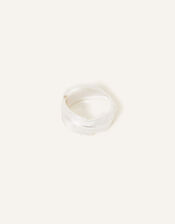 Sterling Silver-Plated Feather Ring, Silver (ST SILVER), large