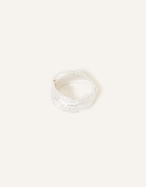 Sterling Silver-Plated Feather Ring, Silver (ST SILVER), large