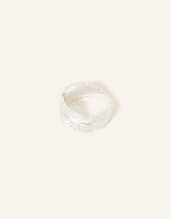 Sterling Silver-Plated Feather Ring, Silver (ST SILVER), large