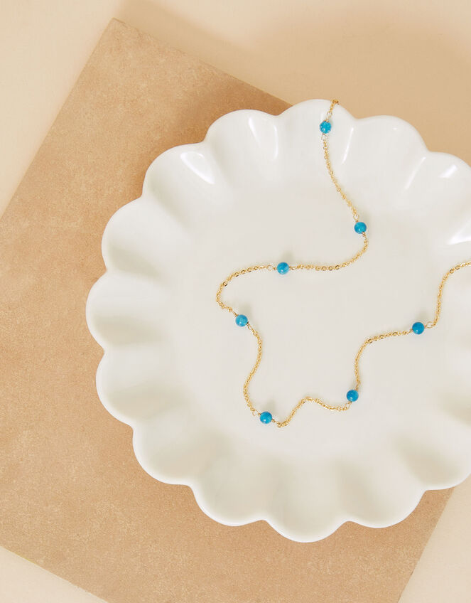 Gold-Plated Healing Stone Station Apatite Bead Necklace, , large