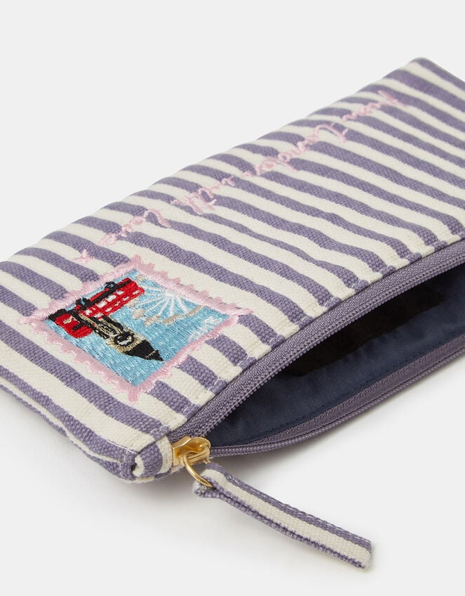 London Stamp Embroidered Pencil Case, , large