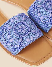 Embellished Beaded Sliders, Blue (BLUE), large