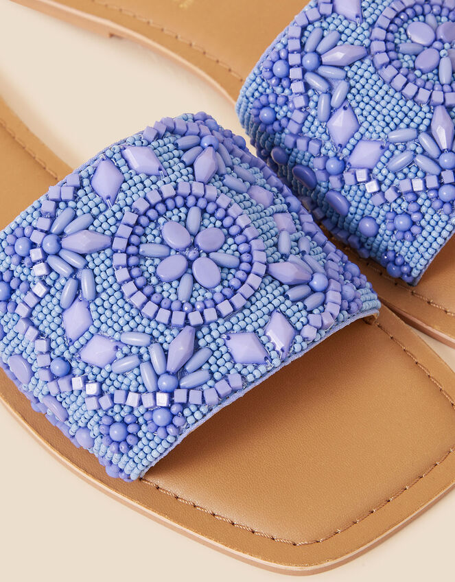 Embellished Beaded Sliders, Blue (BLUE), large