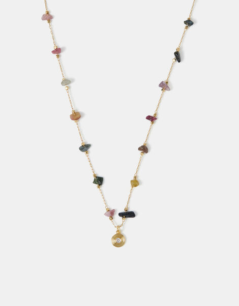14ct Gold-Plated Semi-Precious Nugget Station Necklace, , large