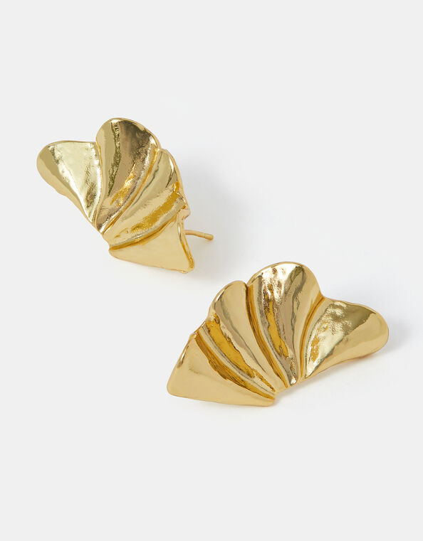 14ct Gold-Plated Molten Fan Stud Earrings, , large