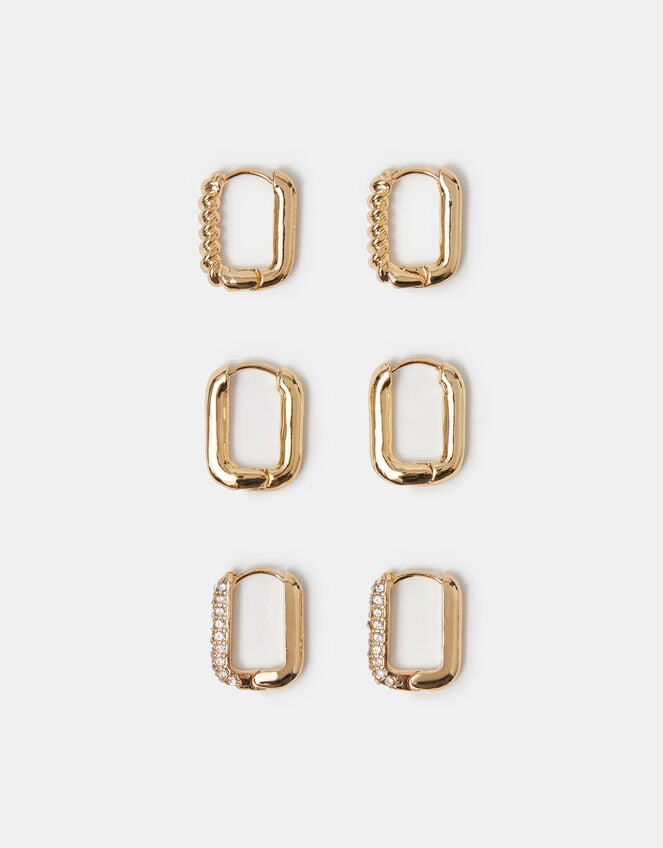 3-Pack Rectangular Hoop Earrings, , large