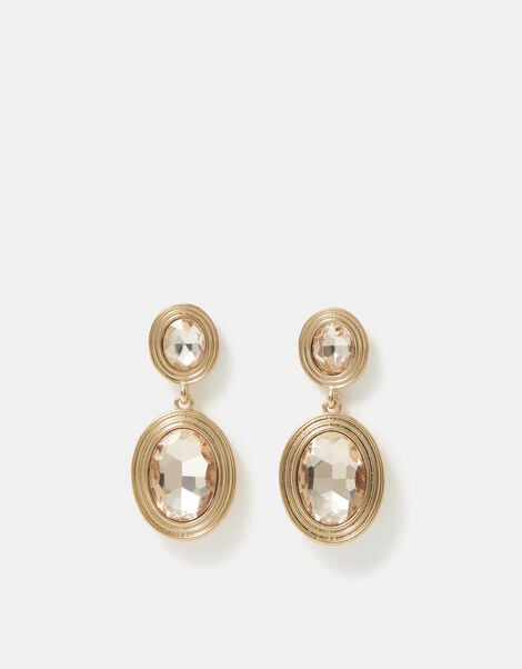 Double Oval Gemstone Drop Earrings , , large