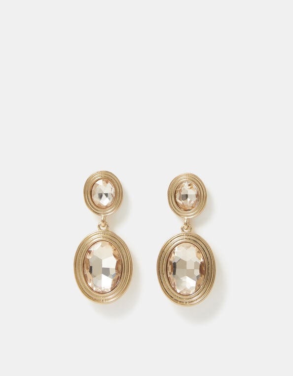 Double Oval Gemstone Drop Earrings , , large