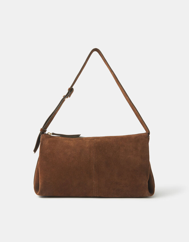 Suede Shoulder Bag, Brown (CHOCOLATE), large