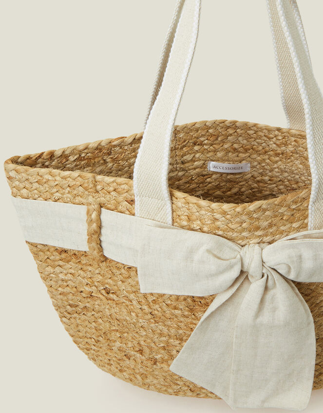 Jute Bow Shopper Bag, , large