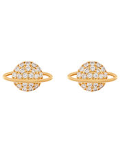 Gold-Plated Sparkle Planet Stud Earrings, , large