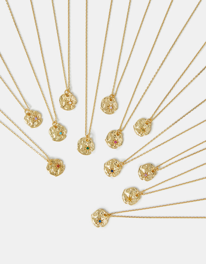 14ct Gold-Plated Molten Birthstone Pendant Necklace, Gold (GOLD), large