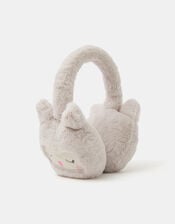 Girls Fluffy Owl Earmuffs, , large