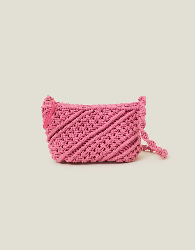 Macrame Cross-Body Bag, Pink (PINK), large