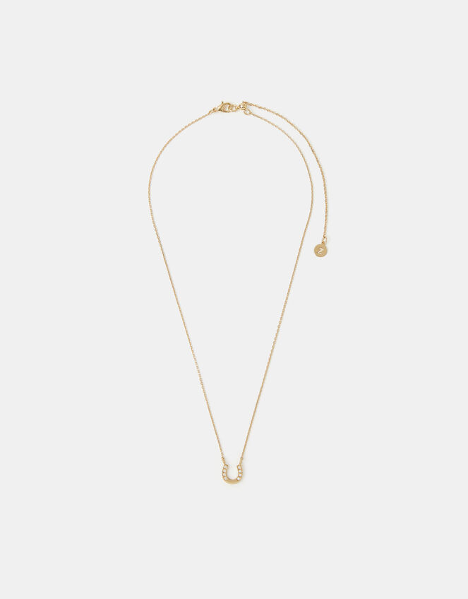 14ct Gold-Plated Horseshoe Pendant Necklace, , large