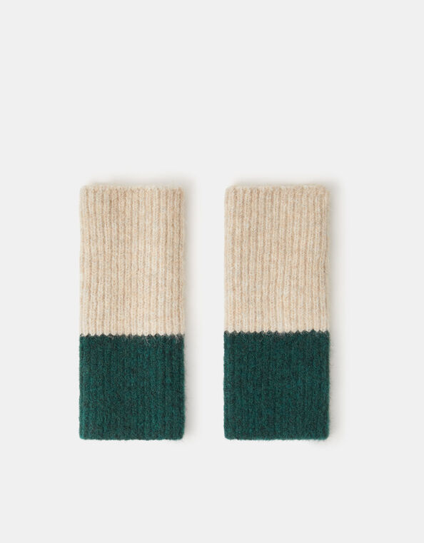Colourblock Fingerless Gloves, , large