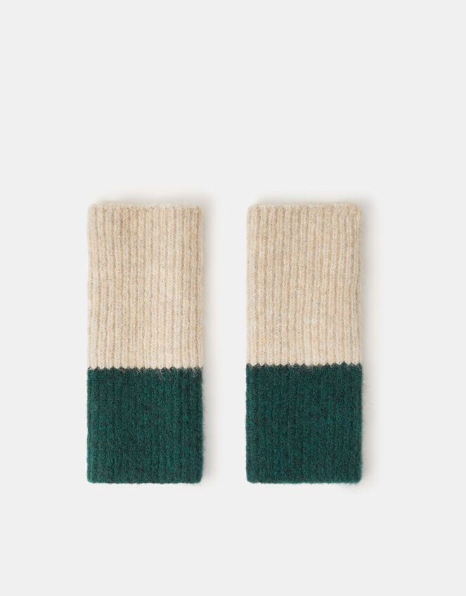 Colourblock Fingerless Gloves, , large