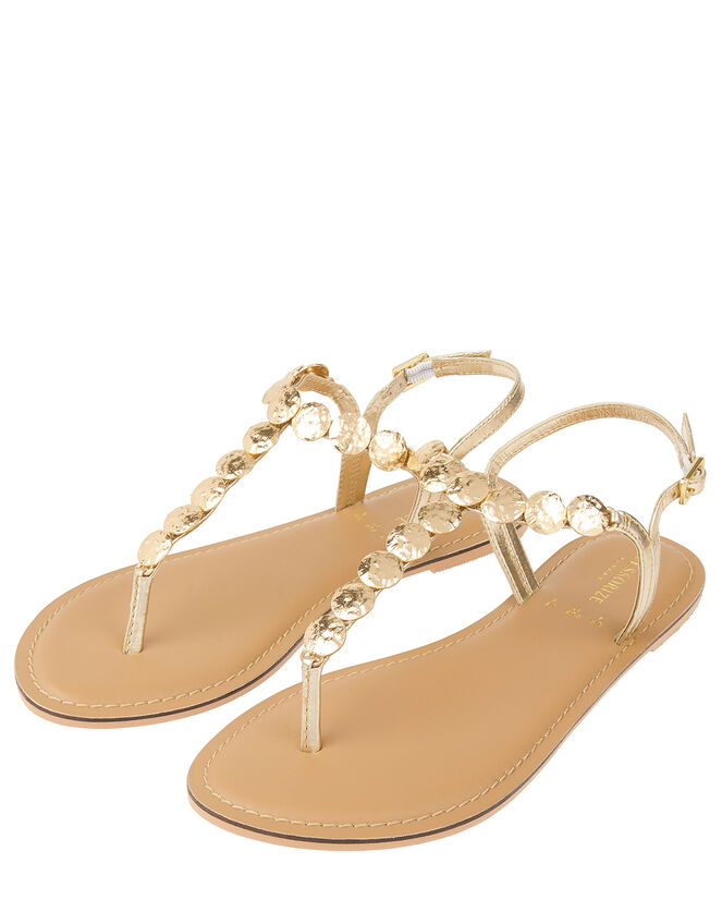 Athena Coin Metallic Sandals, Gold (GOLD), large
